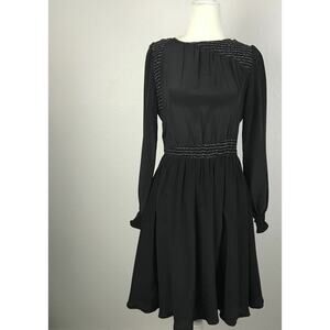 Band of Outsiders Daniella Pleated Smocked Silk Dress